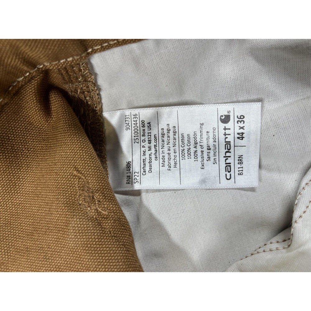 Carhartt Pants Mens 44x36 Brown Relaxed Duck Carpenter Utility Workwear B11-BRN - Picture 8 of 13